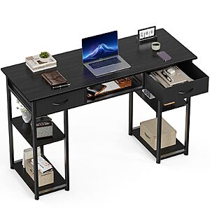 OLIXIS 48 Inch Small Computer Desk with Fabric Drawers for Home Office, Black $53.99