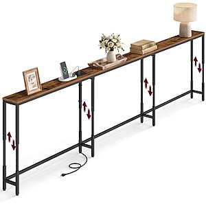 VASAGLE 106.3" Height-Adjustable Narrow Sofa Console Table w/ Power Outlet (Brown or Black) $67.99 + Free Shipping