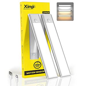 2-Pack Xinp 12" 2500mAh Rechargeable Under Cabinet Light w/ Motion Sensor & 3 Color Temps $14.48 + Free Shipping w/ Prime or on $35+