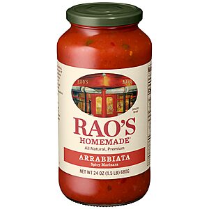 Rao's Homemade Arrabbiata Sauce Made with Italian Tomatoes, 24 oz~$5.20 After Coupon & S&S @ Amazon