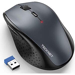 2.4GHz Wireless Tecknet Silent Optical Mouse w/ 6-Button & 4800 DPI (Grey) $3.99 + Free Shipping w/ Prime or on $35+