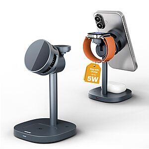 [Prime] WayLite 3-in-1 MagSafe Wireless Charging Station for iPhone, Apple Watch & AirPods (Gray) $12.99 + Free Shipping