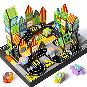 Amazon – GobiDex 60-Piece Mini Magnetic Tiles Travel Set w/ 4 Cars $9.99 w/ Code