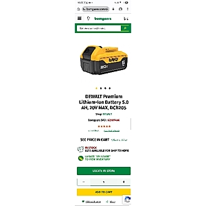DeWalt Battery $20 after rebate(instore credit rebate)