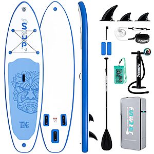 10'6" x 33" FunWater Inflatable Stand Up Paddle Board w/ Paddle, Pump, Backpack & Accessories (Blue) $84.99 + Free Shipping
