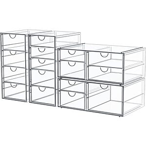 4-Pack Acrylic 16-Drawer Storage & Makeup Organizer for Desk $26.03