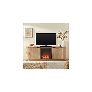 70” Walker Edison Modern Reeded Fireplace TV Stand for Up to 75" TVs (Coastal Oak) $175 + Free Shipping w/ Prime