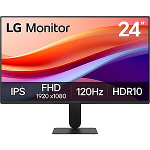 LG 24U411A-B 24-inch Full HD (1920 x 1080) IPS Computer Monitor, 120Hz, HDR10, Reader Mode, Flicker Safe, HDMI, Slim Stand Base, Black $89.99