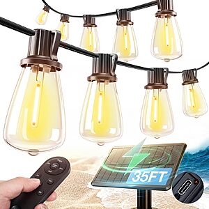 35' addlon Dimmable Solar String Shatterproof Lights w/ Remote $10.29 + Free Shipping w/ Prime or on $35+