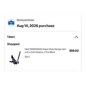 YMMV B&M CLEARANCE @ Walmart - Hart 3 Ton Super Duty Garage Jack with SUV Adapter $59