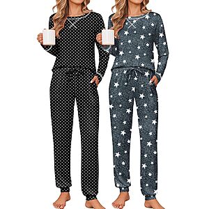 2-Pack Ekouaer Women's Long Sleeve Pajama Set w/ Jogger Pants (Various) $19.99 ($9.99 each) + Free Shipping w/ Prime or on $35+