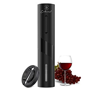 COKUNST Electric Wine Bottle Opener with Foil Cutter, Automatic Corkscrew (black) - $9.40