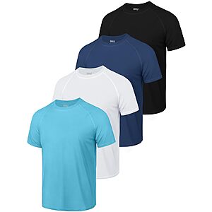 IHU Boys Rash Guard Short Sleeve Swim Shirts UPF 50+ Neon Rashguard for Kid, 4-Pack (various) - $9.99