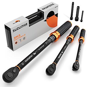 3-pc SUZUME 72 Teeth Dual-Direction Torque Wrench Set (1/4", 3/8", 1/2") $54.06 + Free Shipping