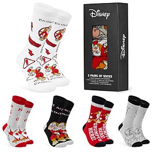 Disney Crew Socks for Men & Teens US Size 7–11, Pack of 5 Casual Socks (Grey Grumpy) - $5.39 $5.89
