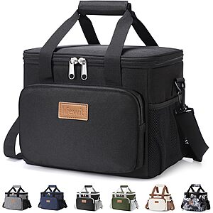Lifewit Medium Lunch Bag, Insulated Lunch Box, Soft Cooler Cooling Tote for Adult Men Women, Black 12-Can (9L) $7.98