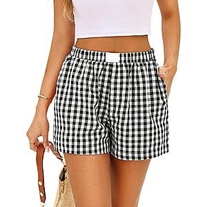 Marvmys Women's Cotton Gingham Boxer Pajama Shorts w/ Pockets (Various) $4.99 + Free Shipping w/ Prime or on $35+