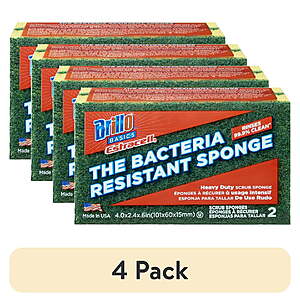 $3.88 FS Walmart+ or Pick Up (4 pack) Brillo Basics Estracell Heavy Duty Scrub Sponges, 2 Count (8 sponges Total) $3.88