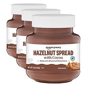 Amazon Grocery, Hazelnut Spread With Cocoa, 13 Oz S&S $1.58/1 or $4.73 for 3 or less with 15% S&S