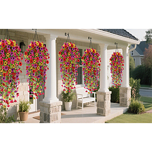 ** Sale Price Varies for Styles and Colors from $9.99-$13.49 AC ** FUTBER 4PCS Artificial Hanging Flowers for Outdoors Summer Decoration