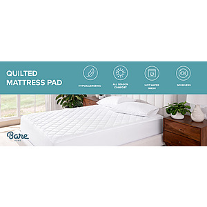 Bare Home Quilted Twin XL Mattress Pad (White) $16.99 + Free Shipping w/Prime or $35+
