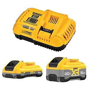 DeWalt 20V XR Lithium-Ion Powerpack Starter Pack with 8.0 Ah and 4.0 Ah Battery Packs and Charger $199