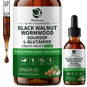 Lukaree 2 Pack Wormwood Black Walnut Drops- Gut Support with L-Glutamine $8.99
