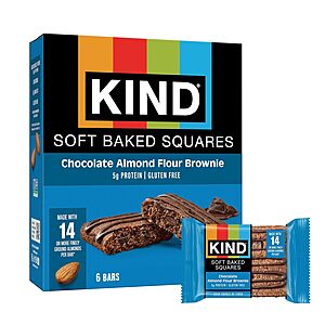 6-Count KIND Soft Baked Squares (Chocolate Almond Flour Brownie) $2.91 w/ S&S + Free Shipping w/ Prime or $35+
