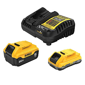 DeWalt DCB245-2C 20V MAX Starter Kit 4.0Ah and 5.0Ah Batteries with Charger (2 Batteries 1 Charger) $109