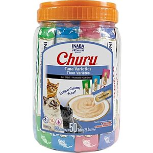 [SnS] $22.40* | 50-Pack 0.5-Oz INABA Churu Cat Treats (Tuna Variety) at Amazon (44.8￠ each)