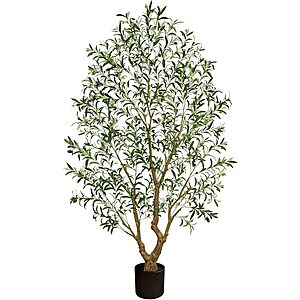 8' Vitalismo Artificial Olive Tree w/ Black Planter $59.99