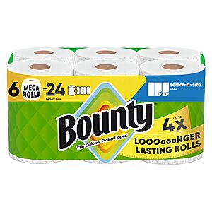 6-Pack Bounty Mega Paper Towels $19 w/ S&S + Free Shipping w/ Prime or on orders over $35