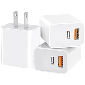 $4.99: (3 PACK) USB C Charger Block, 20W USB-C & USB-A Port Charger at Woot!