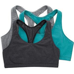 3-Pack Hanes Women's Cotton Racerback Bralette (Black/Grey/Teal, Various Sizes) $7.49 + Free Shipping w/ Prime or $35+
