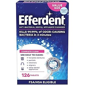 [SnS, AC] $2.99* | 126-Count Efferdent Complete Clean Denture Cleaner Tablets at Amazon