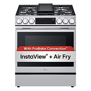 LG 30 in. 6.3 cu. ft. Smart Oven 5-Burner Gas Range in Stainless Steel with ProBake Convection, Instaview, Air Fry $1519.05