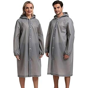 $5.99* | 2-Pk Reusable EVA Rain Coat Ponchos (Various Colors) at Amazon