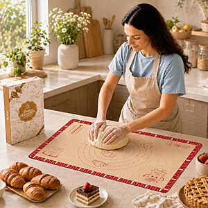 Extra Thick Silicone Baking Mat with Recipes - 26x16 inch Non Stick Pastry Mat