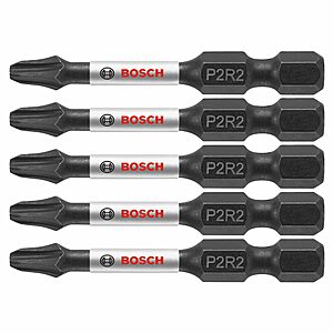$3.83: BOSCH ITP2R2205 5-Pack 2 In. Phillips/Square #2 Impact Tough Screwdriving Power Bits at Amazon