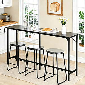 $65 FS WALMART by Zimtown 71" Mid-Century Narrow Pub Table, Black Counter Height Bar Table with Footrest, Sturdy Metal Frame (TABLE ONLY) $64.99