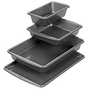 Wilton Ultra Bake Pro 4pc Bakeware Set: Nonstick Carbon Steel Baking Pan & Sheet, Dishwasher-Safe, Silver $24.49