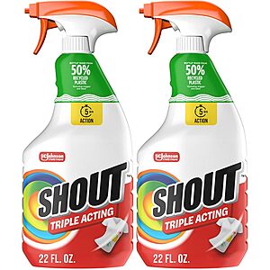 [S&S]2 Pack 22Oz Shout Active Enzyme Laundry Stain Remover Spray $3.69 + Free S&H w/ Prime or $35+
