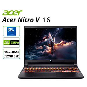 ENDS TOMORROW: Refurb Acer Nitro V 16" Gaming Laptop WUXGA NVIDIA RTX 5070 16GB 512GB SSD Core 7 $1263.19