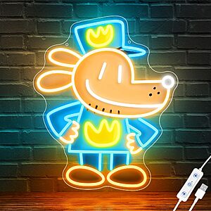 Officially Licensed Dog Man Neon Sign, Neon Signs for Wall Decor $17.25