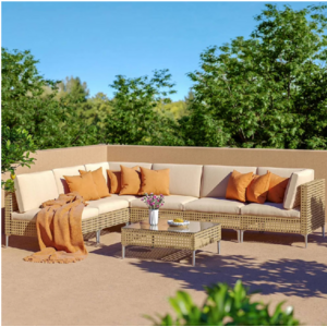 Grand Patio 7-Piece Open Weave Wicker Patio Furniture Set and Coffee Table $199