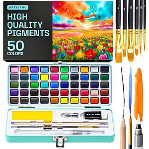 [SnS] $9.49* | 48-Piece ARTISTRO Watercolor Portable Paint Set at Amazon