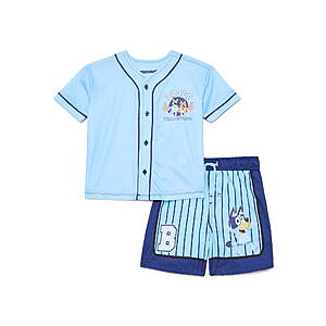 $7.50 - Character Toddler Boy Jersey Rash Guard and Swim Trunk Swim Set, Sizes 2T-5T (Bluey, Avengers, Cars, and Jurassic Park)
