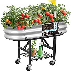 Self-Watering Raised Garden Bed with Legs, Wheels, and Foldable Stand $39.99