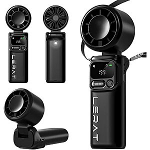Lerat 5-Speed Portable Handheld Turbo Fan w/ 4000mAh Rechargeable Battery (2 Colors) $5.99 + Free Shipping w/ Prime or on $35+