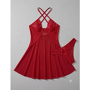 Avidlove Push Up Underwire Lace Lingerie Dress w/ Thong $6 + Free Shipping w/ Prime or orders $35+